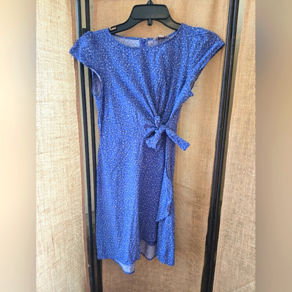 Women's Loft Blue Speckled Dress Faux Wrap Size 2P